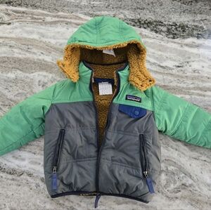 Patagonia Sherling-Lined Toddler Jacket - Blue/Green/Tan Size 12-18M